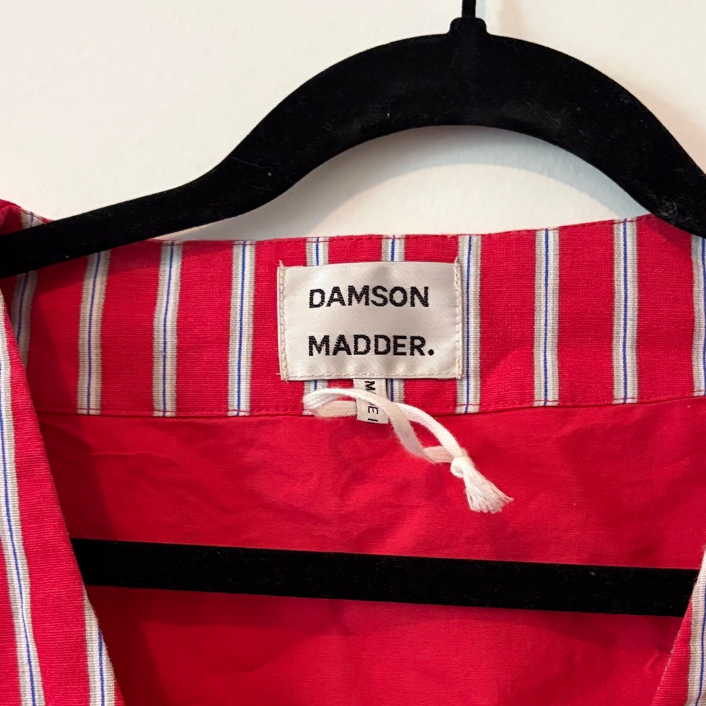 Damson Madder Red Striped Button Front Top - Picture 3 of 6